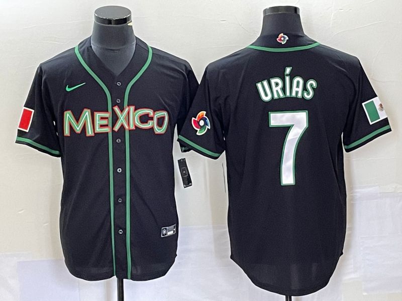 Men 2023 World Cub Mexico #7 Urias Black white Nike MLB Jersey30
